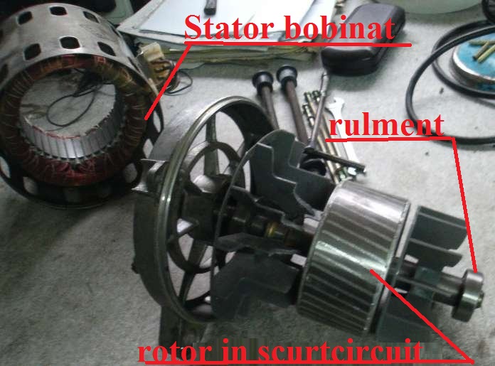 motor asincron cu rotor in scurtcircuit demontat pentru inlocuit rulment
